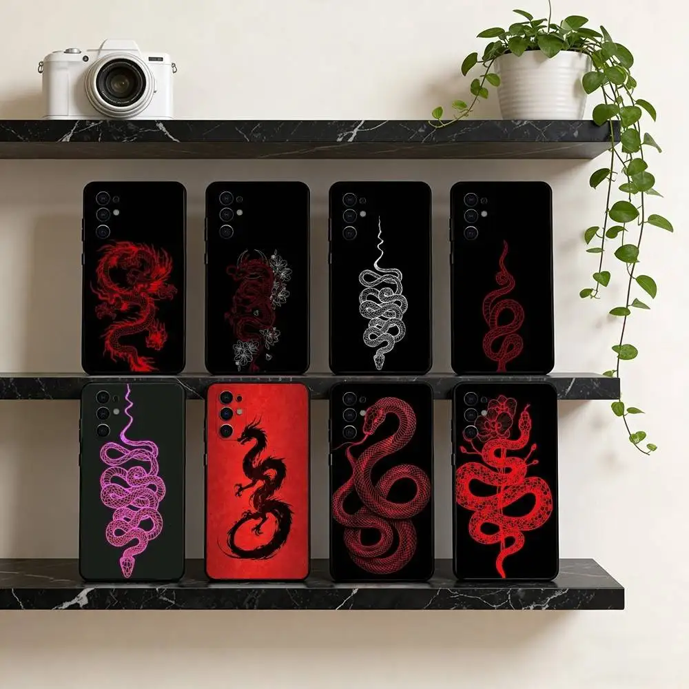 

Dragon-Snake Totem Phone Case For Samsung S25,S24,S21,S22,S23,S30,Ultra,S20,Plus,Fe,Soft Silicone Black Cover