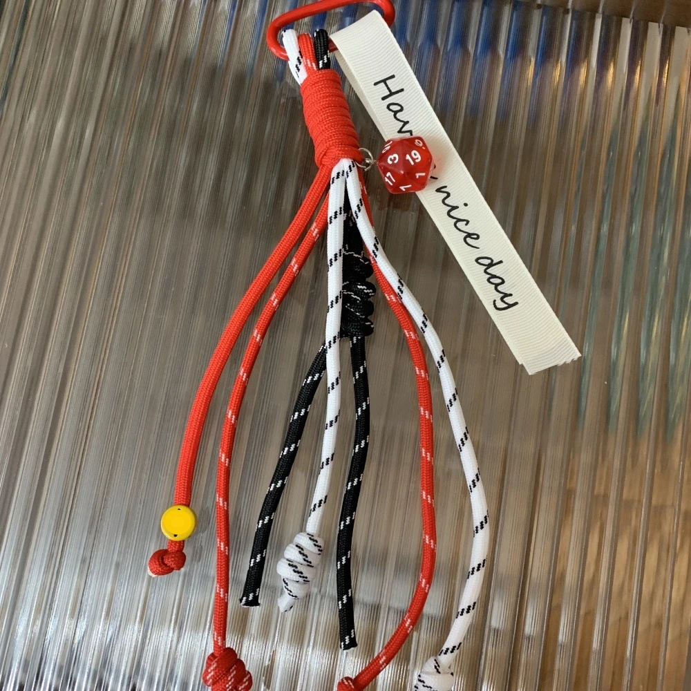 Colored Multi-Sided Dice Woven Rope Car Keychain Mobile Phone Pendant Hanging Rope Bag Pendant Home Decor Mini Models for Girls