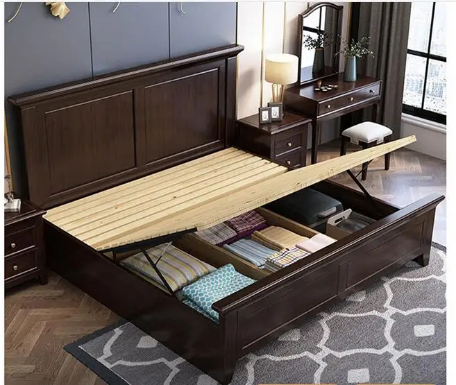 Solid wood bed light luxury American double bed master bedroom wedding bed family king bed