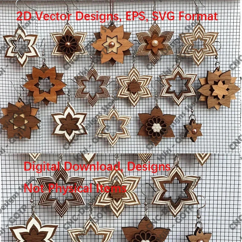 1060+ Multi-Layers 2D Vector Laser File Flowers Stars Designs EPS SVG DXF Format Minimalist Cutting