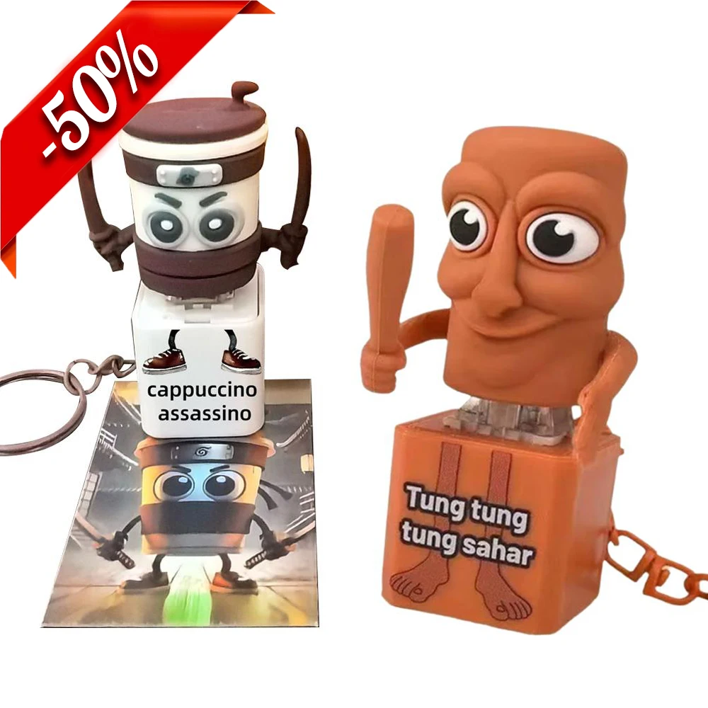 

Tung Tung Tung Sahur Tralalero Tralala Shark Italian Brainrot Keyboard Clicker Fidget Брелок со звуком и светодиодной подсветкой