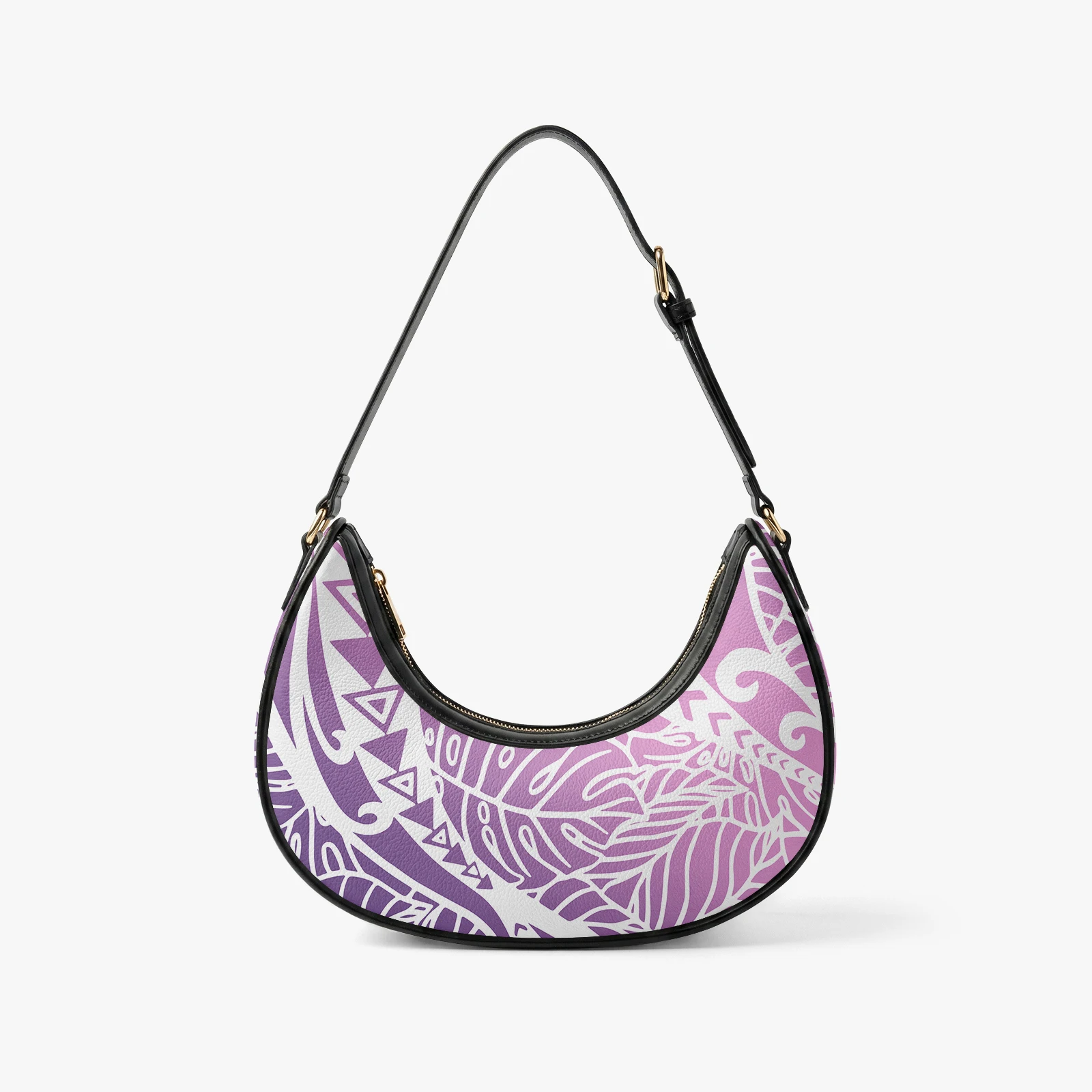 Polynesian Style hibiscus Flower Design Custom Elegant Woman's Underarm Bag Banquet Custom Handbag High-Quality PU Shoulder Bag view 3