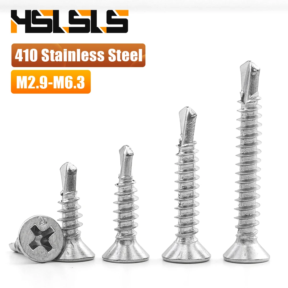 Cross Countersunk Head Self Drilling Screw M2.9 M3.5 M3.9M4.2M4.8 M5.5 M6.3 410 Stainless Steel Phillips Flat Head Tapping Screw