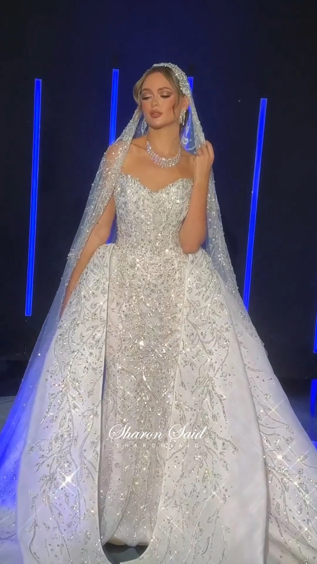 Sharon กล่าวว่า 2025 หรูหราดูไบลูกปัด Mermaid Tulle ชุดแต่งงานกับกระโปรงซาอุดีอาระเบียผู้หญิงเจ้าสาว Gowns SW011 ที่กําหนดเอง