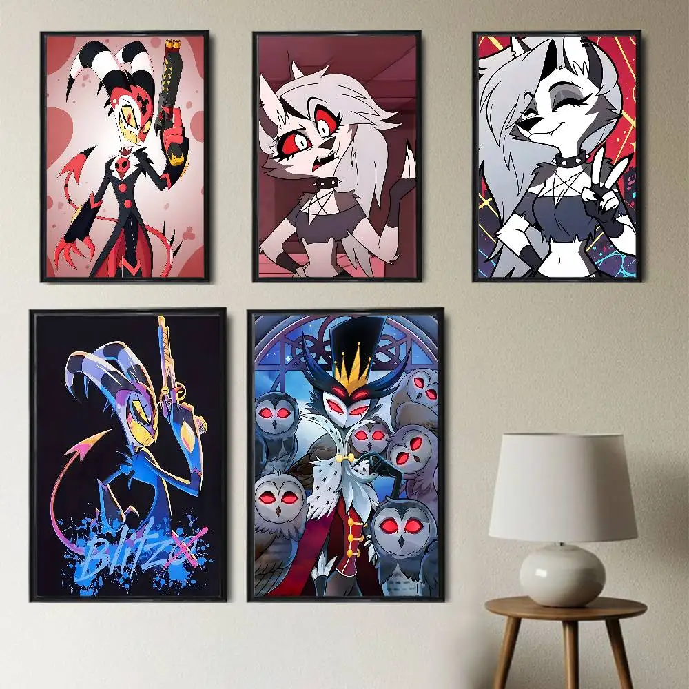 Loona Blitzo Stolas Helluva Boss Poster HD Art Wall Waterproof Home Living Room Bedroom Bar Aesthetic Decoration