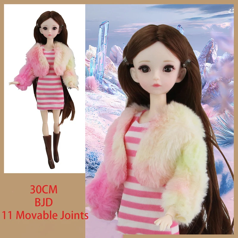 

1/6 Dolls Toys 11 Movable Jointed Supermodel Doll Series Fashion Dress Up Doll Girl Toy Makeup For Set Hinged Bjd Doll 30cm Doll