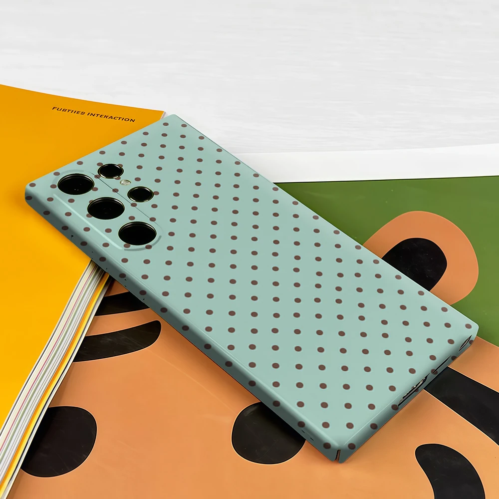 Brown Dots Mint Phone Case for Samsung Galaxy S26 S25 Ultra S24 S23 Ultra Plus Shockproof Double Layer Tough Back Cover