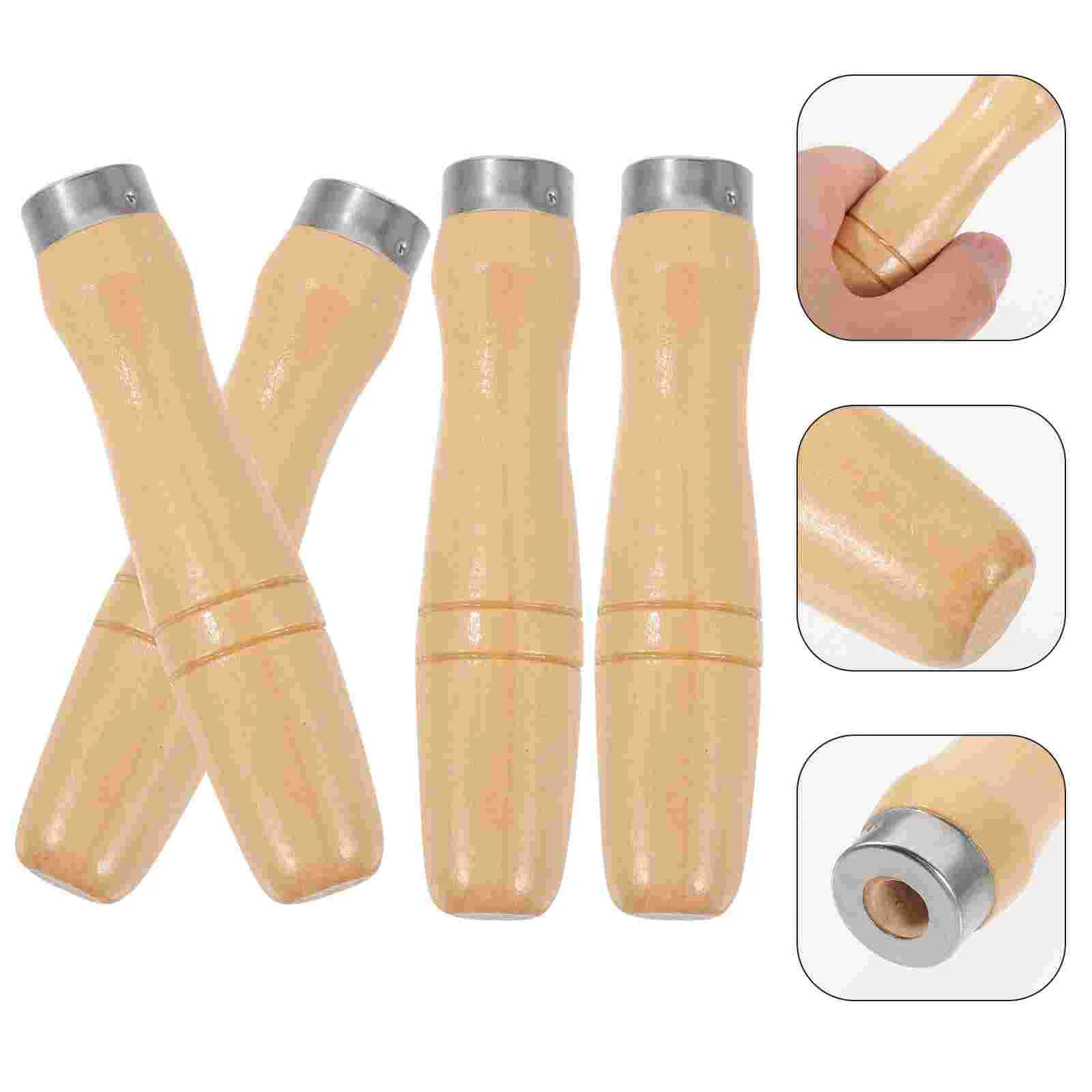 

4 Pcs Sturdy File Grip Handles Craft Making Wooden Replacement Round for Rasp Ergonomic Cutting Tool