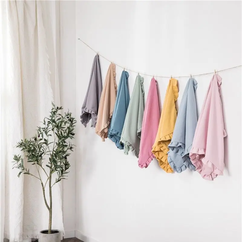 1Pair Princess Pillow Case Solid Ruffle Lace Pillowcase Washed Cotton Wedding Home Decor Bedding Sleeping Pillow Cover Protector
