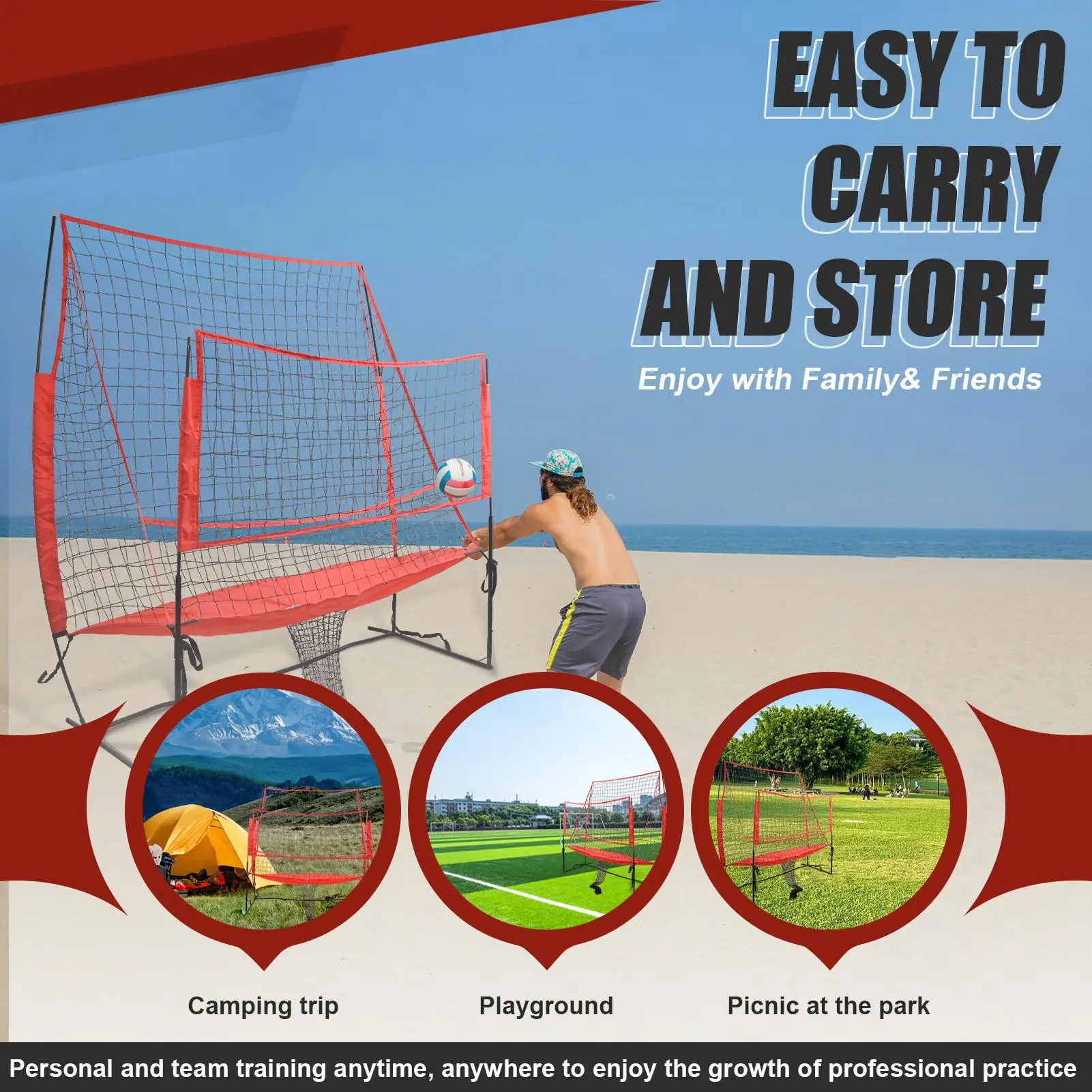 

Volleyball Practice Net, Portable Volleyball Training Net, 8X11Ft Adjustable Height Home Volleyball Net, Volleyball Hitter (Blue)