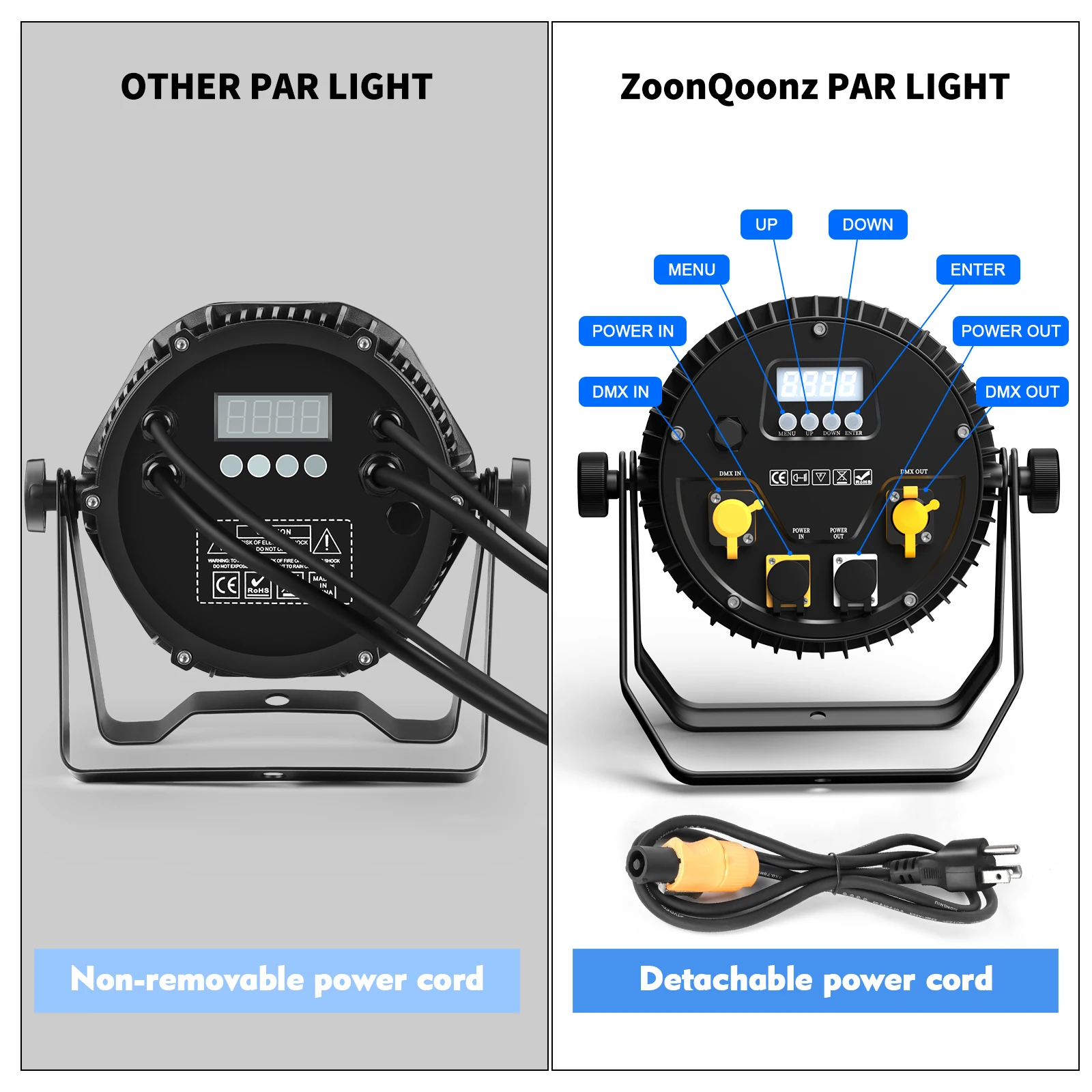 U'King Wasserdichtes RGBWA+UV Par Licht DMX512 24x10W 6in1 LED Bühnenlicht DJ Licht für Disco Dance Hall Party Bar Performance – Detail 3