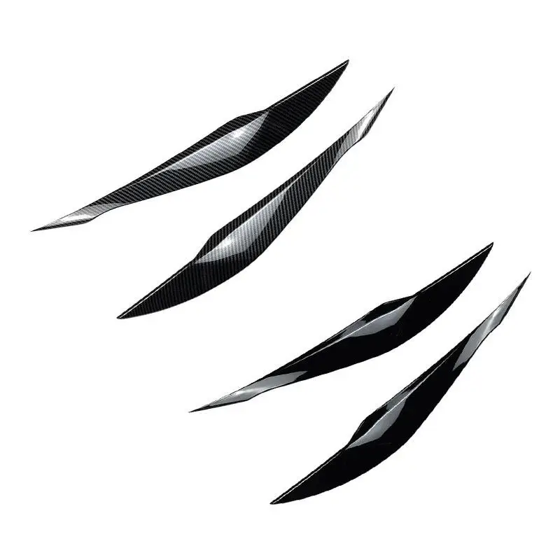 2pcs ABS Carbon Fiber Texture/Glossy Black Car Headlights Eyebrow Eyelids Cover Trim For BMW 3 Series F30 F31 2012-2018