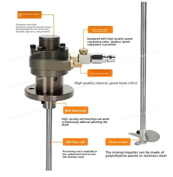 1 Gallon Explosion-proof Adjustable-Speed Air-Powered Mixing Machine for Laboratory Sample Preparation of Paints and Glues
