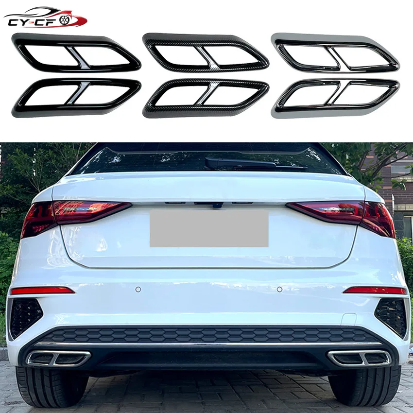 For Audi A3 8Y S Line Sportback Sedan 2021+ Sportback Sedan Quad Exhaust Tip Trim Cover Exterior Modification Gloss Black