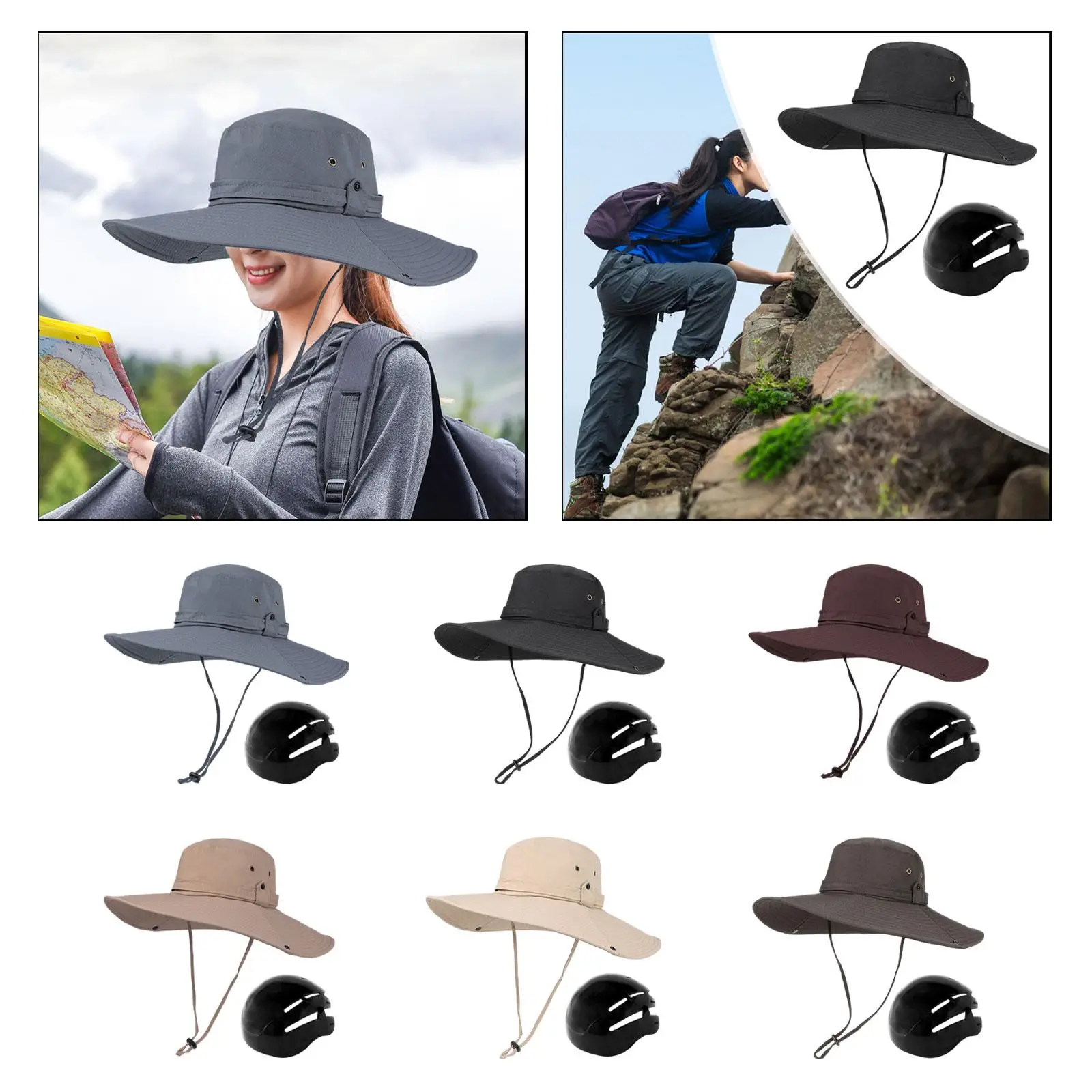 Fisherman Cap Shockproof Wide Brim Beach Cap Sun Protection Hat for Women Men Sun Hat for Work Climbing Travel Camping Commuting