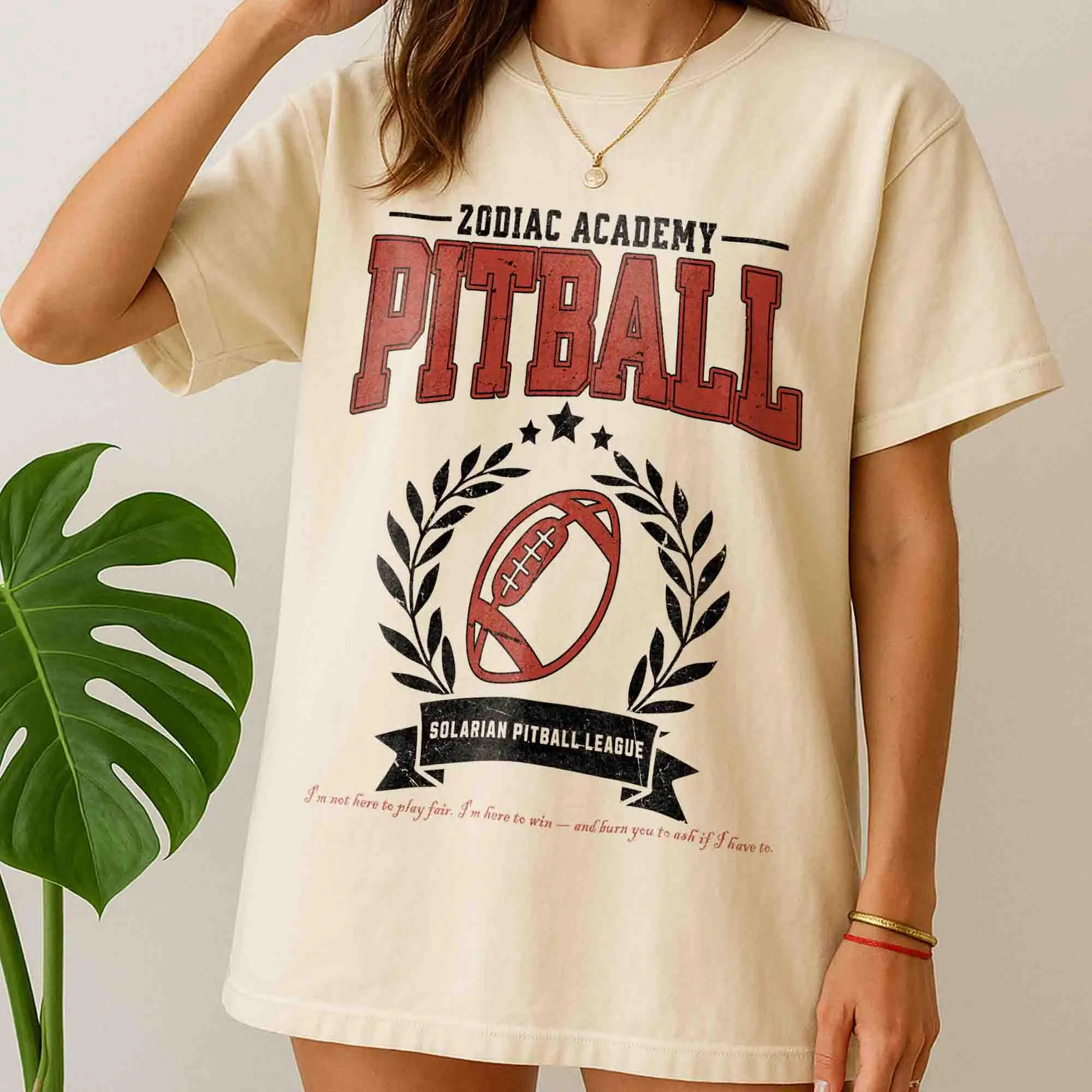 Zodiac Academy Pitball Football Printed T-shirt WomenMen Retro Academy Style Top Spring/Summer Loose Short Sleeve Unisex T-shirt