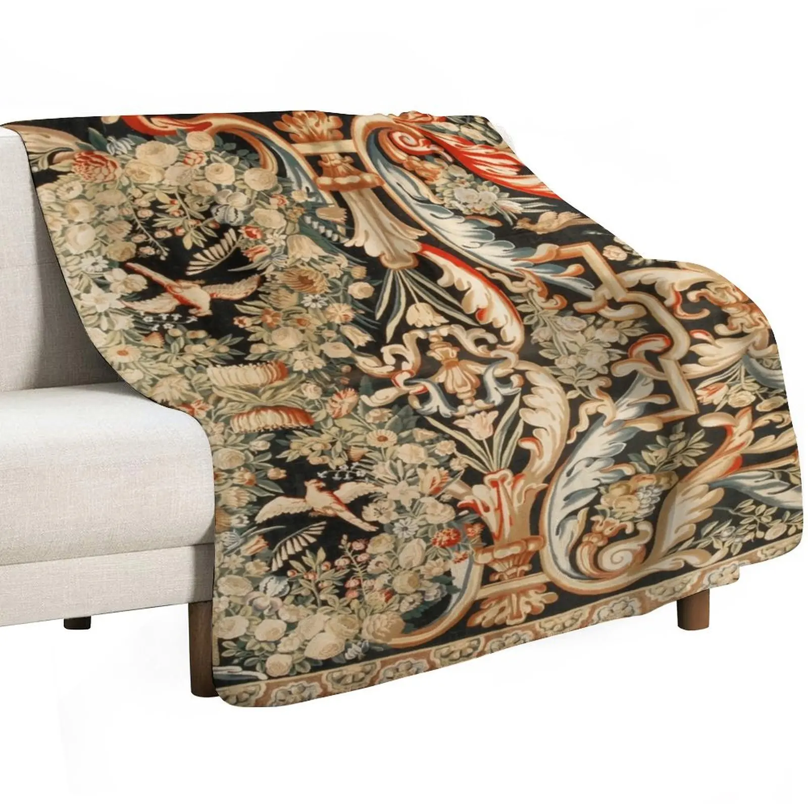 Antique French Gobelins Aubusson Tapestry Print Throw Blanket blankets ands Sofas Thermals For Travel Beautifuls Quilt Blankets
