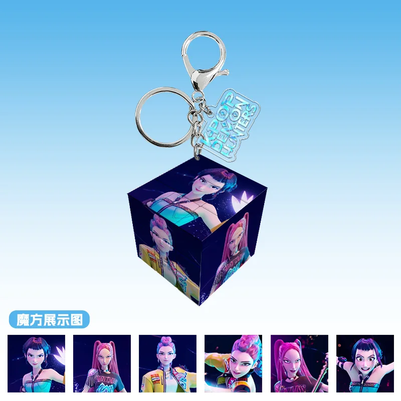 35mm 아크릴 큐브 키체인, KPOP 데몬 헌터 걸스팀 & 샤크 남성 그룹 애니메이션 참, 맞춤형 가방 클립 펜던트, 대량 도매