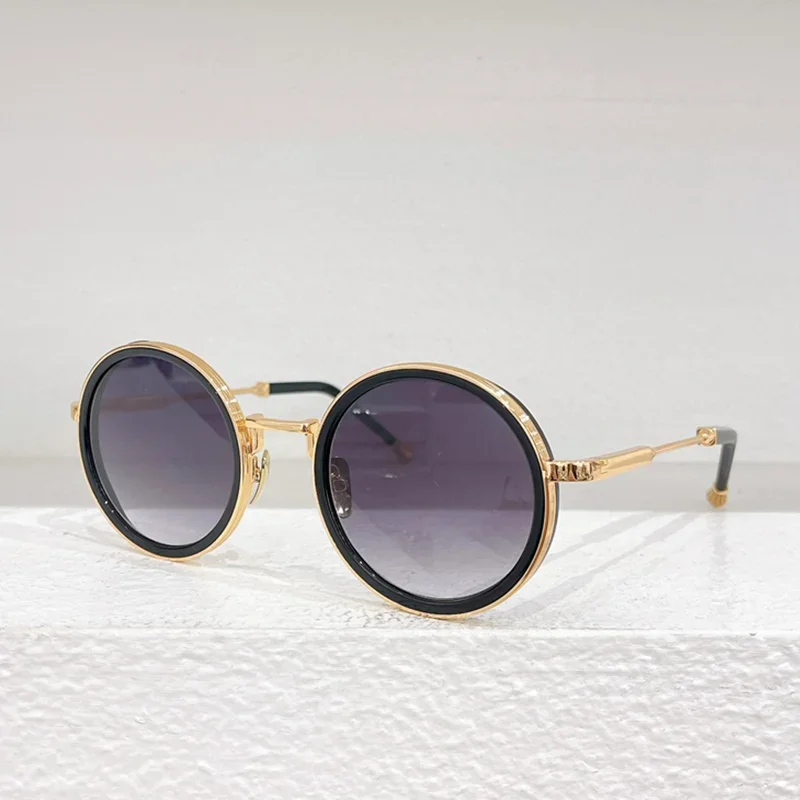 

Fashion Sunglasses for Men Black Gold Eyewear 2024 Trendy Stylish Handsome Round Alloy Solar Sunnies Cool Square Glasses UV400