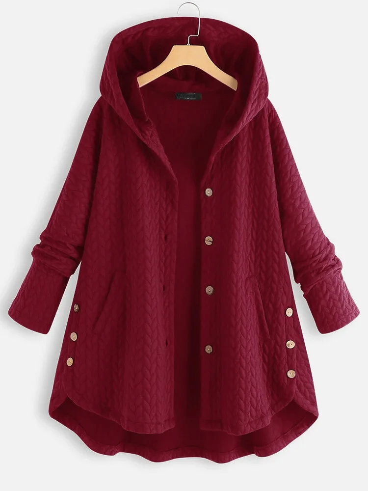 Fashionable Hooded Medium Length Jacket, Women's Casual Warm Cotton Jacket For Autumn And Winter