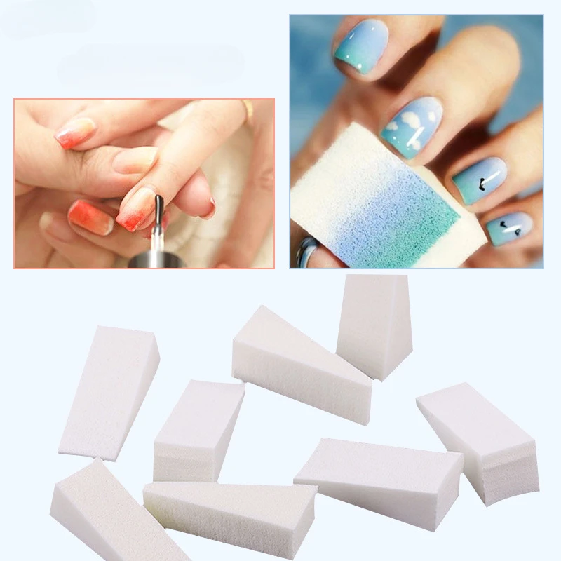 10Pcs Soft Triangle Nail Art Transfer Sponge Gradient Coloring Stamping Stamper Painting Image Stamp Foam Polish Gel UV Tool