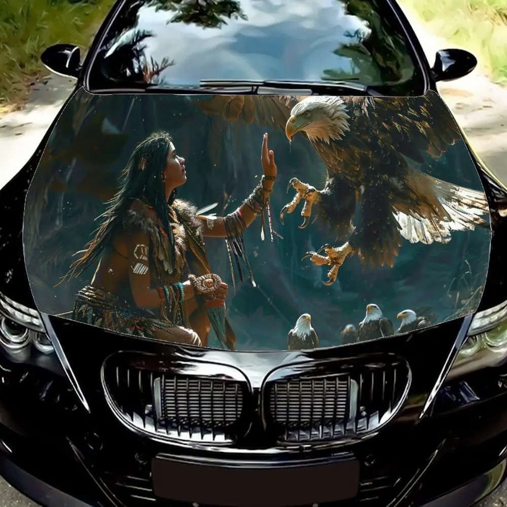ملصق لاصق لغطاء السيارة Spirit of The Wild، أغطية فينيل للسيارة مناسبة لمعظم المركبات، هدية طبقة حماية لغطاء محرك السيارة