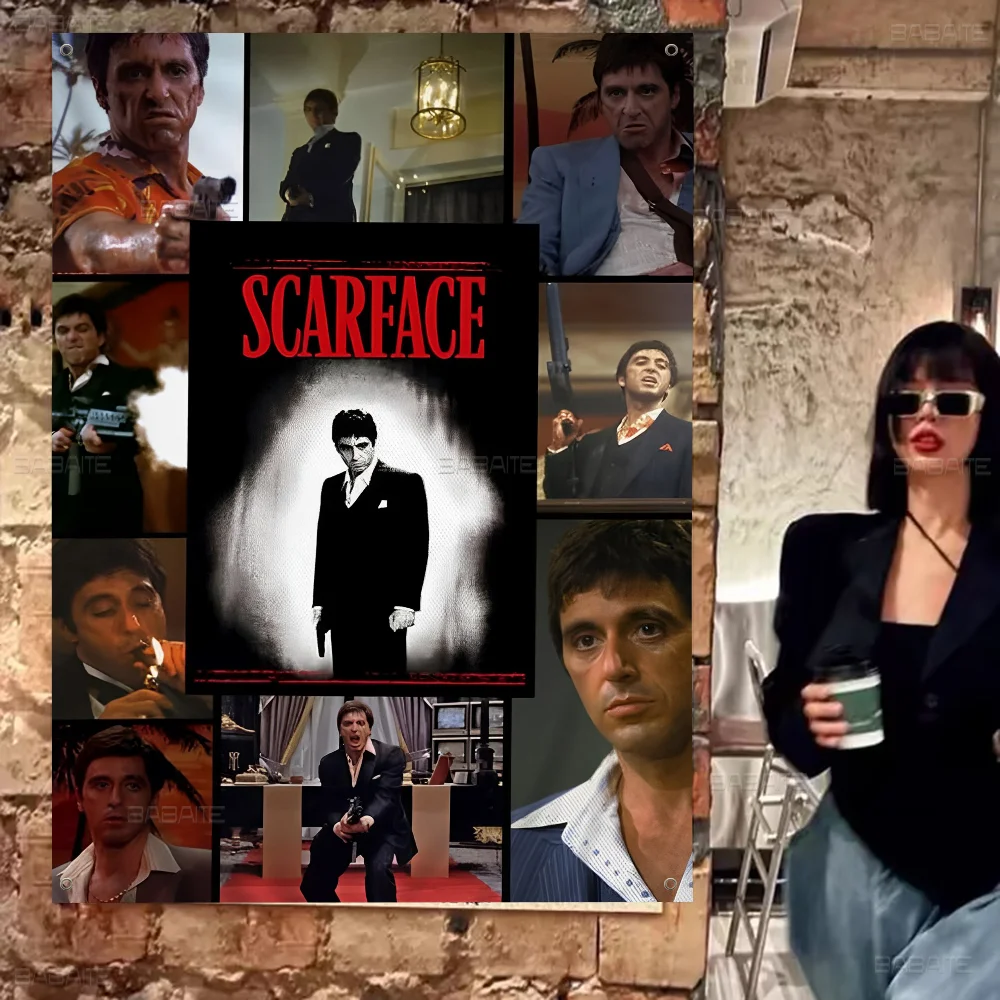 Classic Movie Scarface Retro Retro Flags Multiple Choice Living Studio Booth Interior Decoration Banner