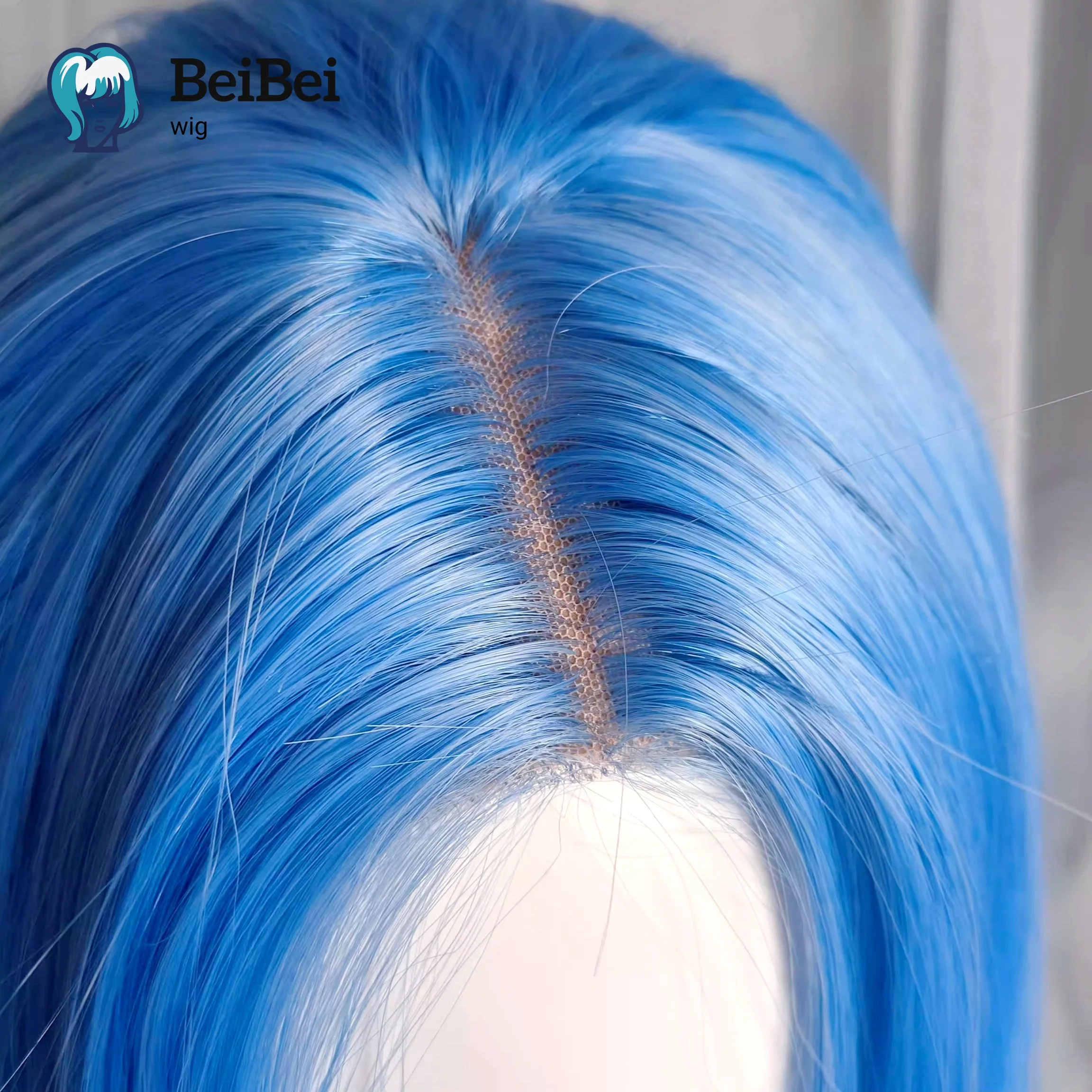 Short Blue Wig for Women 14inch Shoulder Straight Hair Wig Middle Part 4*1 Lace Frontal Synthetic Wigs High Quality for Cosplay
