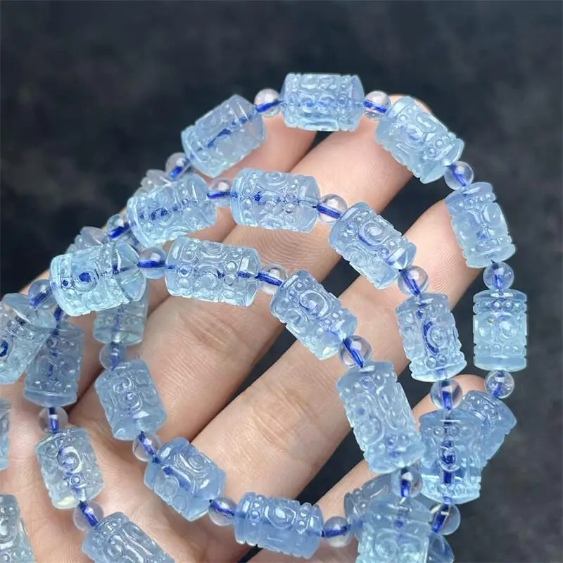 Natural Aquamarine Mosaic Bead Bracelet Colorful Gemstone Bead Strings Fashion Beautifully Jewelry For Men And Women 1PCS
