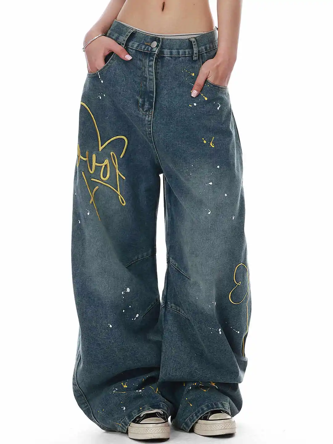 

Woman High Waist Wide Leg Jeans Female Vintage High Street Y2k 2000s Casual Pants Lady Fashion Khaki Loose Denim Trouserse