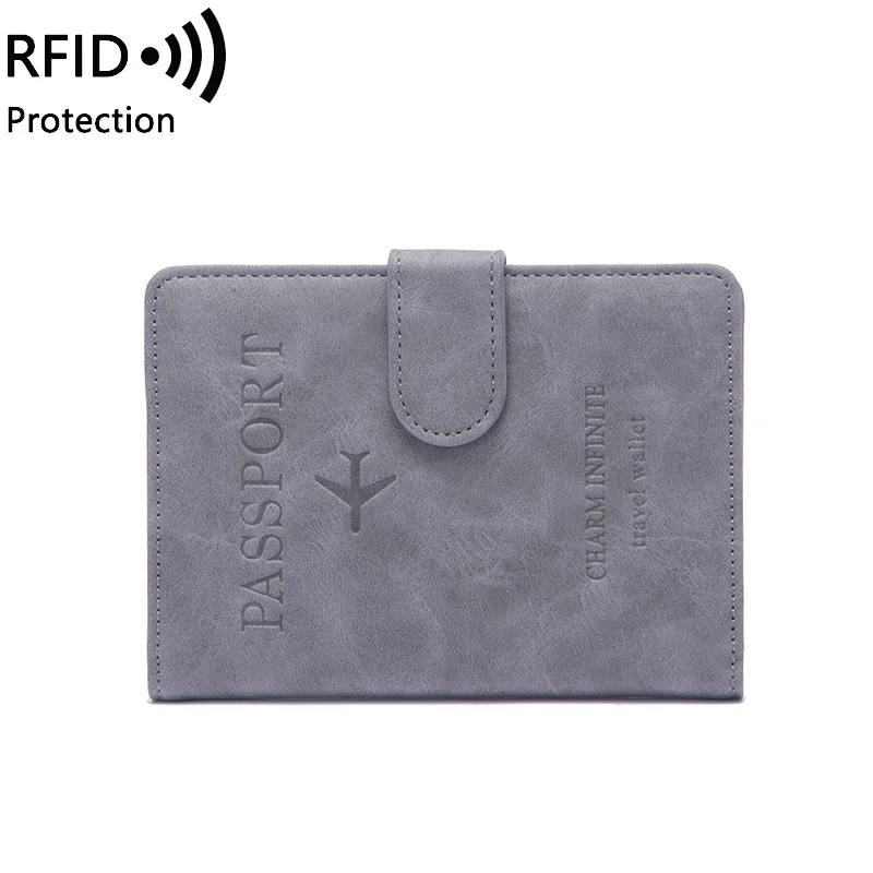 Western RFID PU Leather Card Holder Women Wallet Fashion Hasp Large Capacity Multi-functional Passport Purse for mens