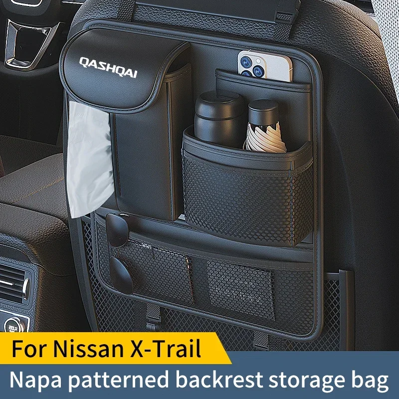 For Nissan Qashqai J10 J11 J12 Qashqai Emblem Multifunctional Car Storage box Car Seat Back Storage Bag Stowing Tidying