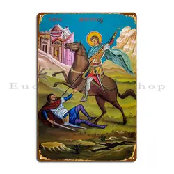 Saint Demetrius Of Thessalonica Orthodox Icon Metal Plaque Pub Cinema Create Wall Cave Plates Tin Sign Poster