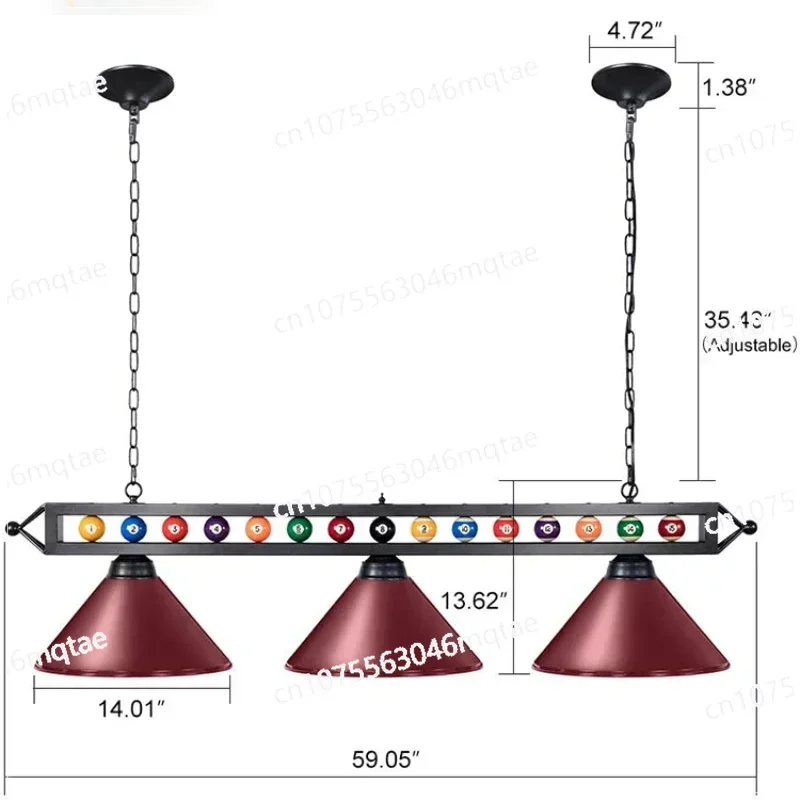 

Metal 4 Lamp Black Iron-plated Hanging Pool Table Light Lampshade 7''9''14'' Game Billiard Table 85-265V Led Pendant Lamp