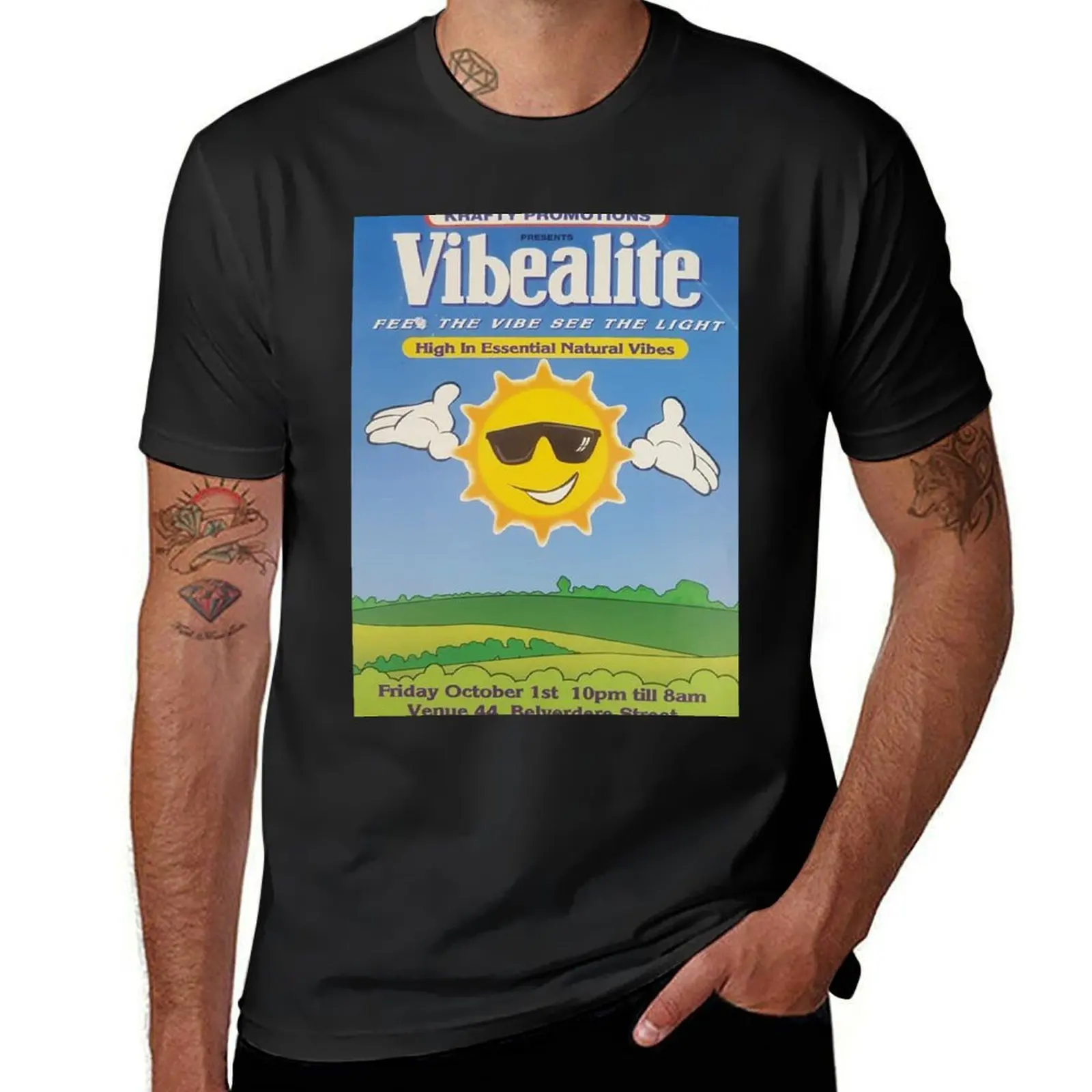 Vibealite Rave Flyer T-Shirt anime clothes summer clothes customs sweat shirts, men