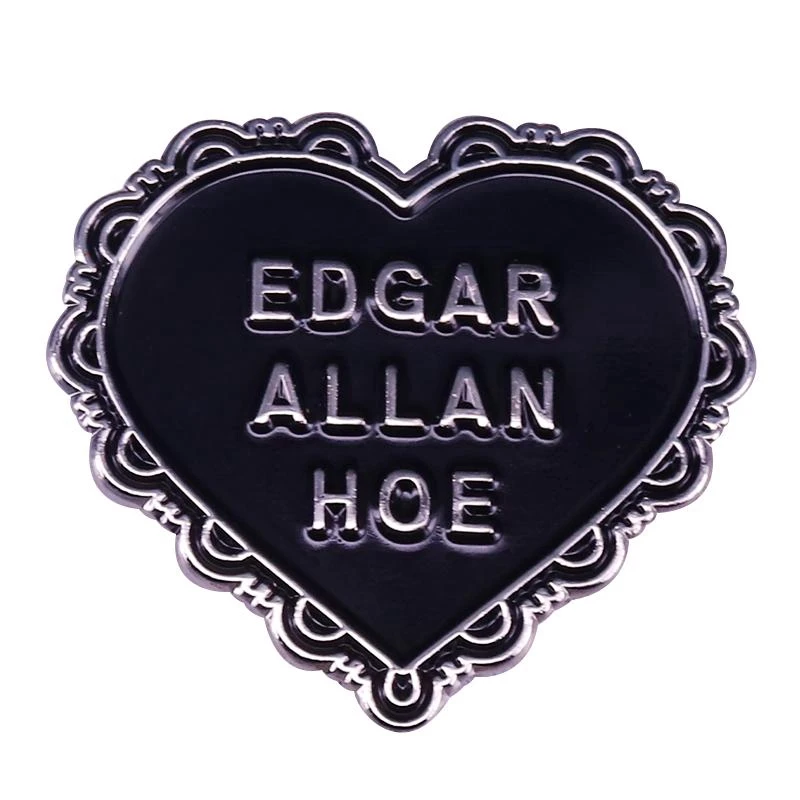 Great writer Poet Edgar Allan Poe brooch Nevermore Raven Crow Brooch Halloween Weird Gothic Horror Pin Literature Bookworm gift