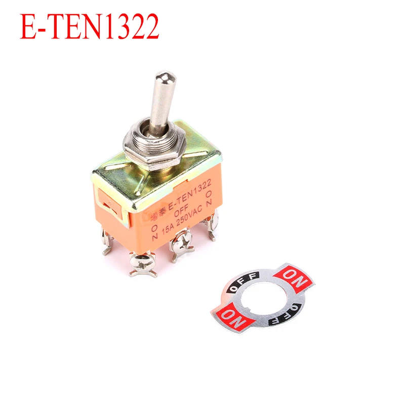 1PCS E-TEN1322 Toggle Switch ON-OFF-ON 6PIN 6 Feet 3 Gears SPST Toggle Switch Self-locking Waterproof Cap