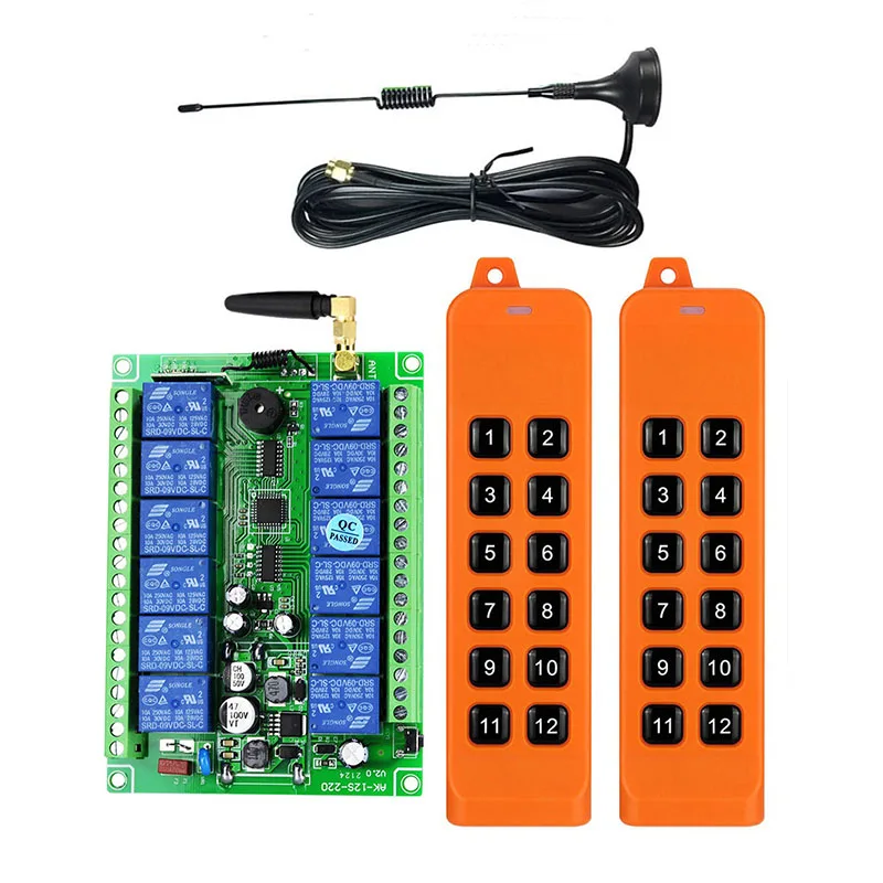 

3000m Industrial DC 12V 24V 36V 48V 12CH RF Wireless Remote Control Overhead travelling crane System Receiver Digital key RE