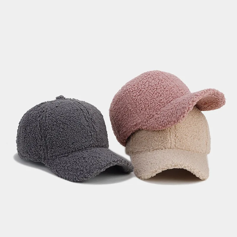 Artificial Lamb Wool Hats Women Autumn Winter Baseball Cap Men Keep Warm Cap Plush Baseball Caps Spring Baseball Cap Sunshade