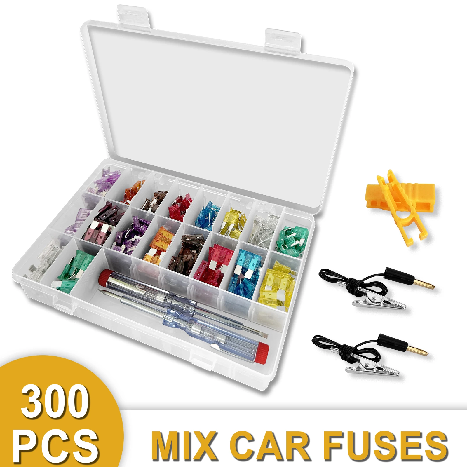 

300pcs Auto Truck Blade Fuse Standard / Mini / Micro Replacement Fuses with Puller Circuit Tester for RV Motorcycle Boat Camper
