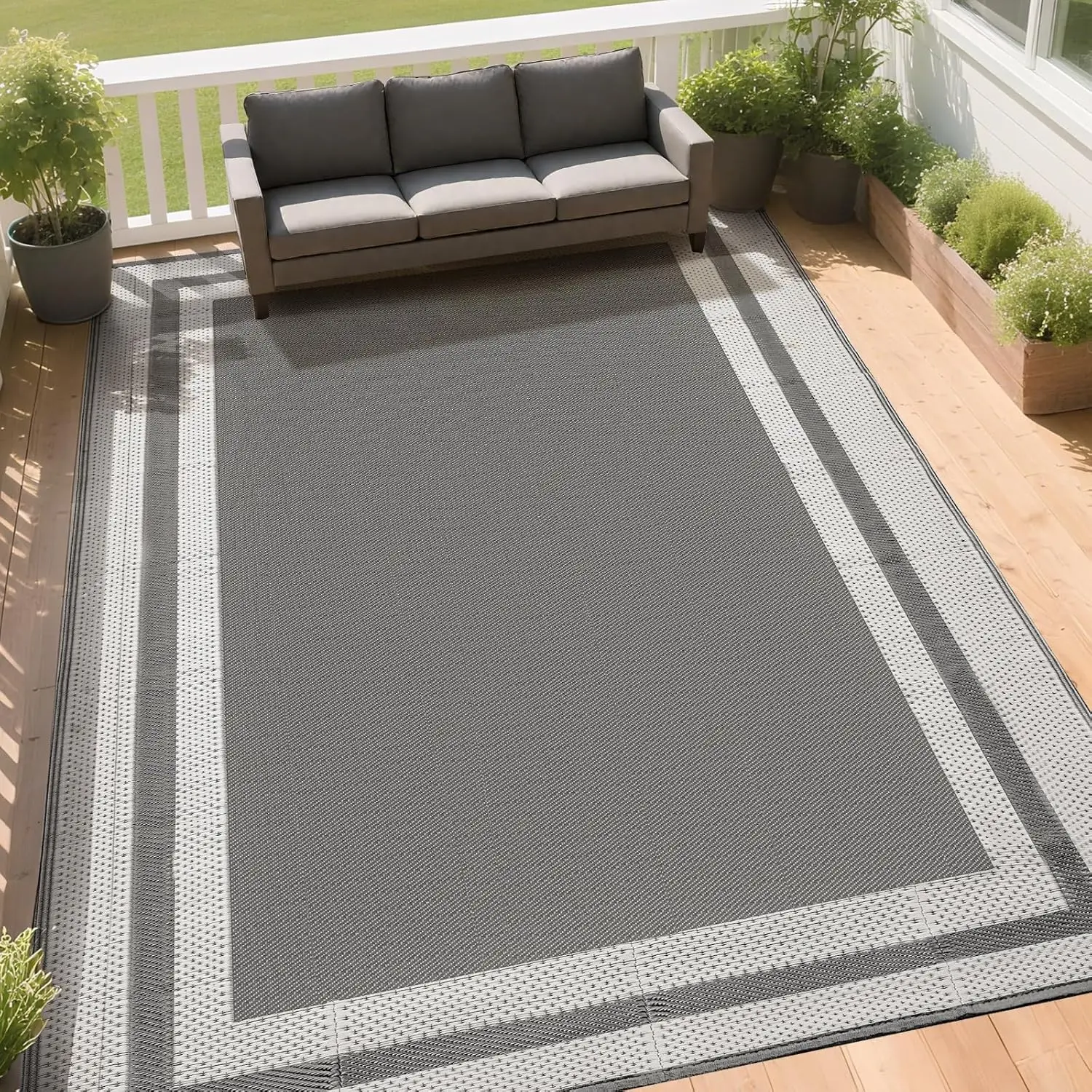 

Outdoor Rugs 9x12 Waterproof for Patios Clearance,Large Plastic Straw Mats for Backyard,Porch,Deck,Balcony,Coffee&Beige