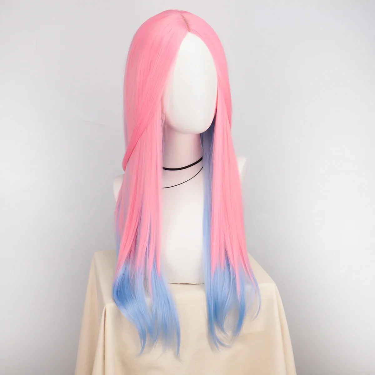 Mizi Wig Anime Alien Stage Mizi Cosplay Wigs Long Curly Dark Pink Blue Gradient Wig 29‘’ Mixed Color Middle Part Synthetic Hair