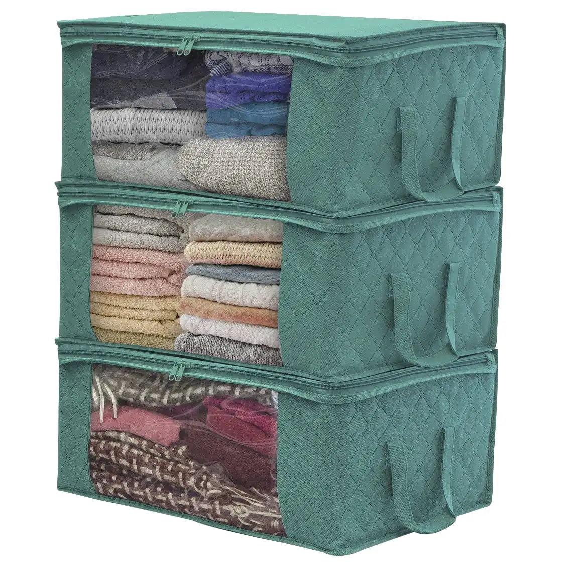 

Sorbus Foldable Storage Bag Organizers, Clear Window & Carry Handles, Great for Clothes, Blankets, Closets, Bedrooms