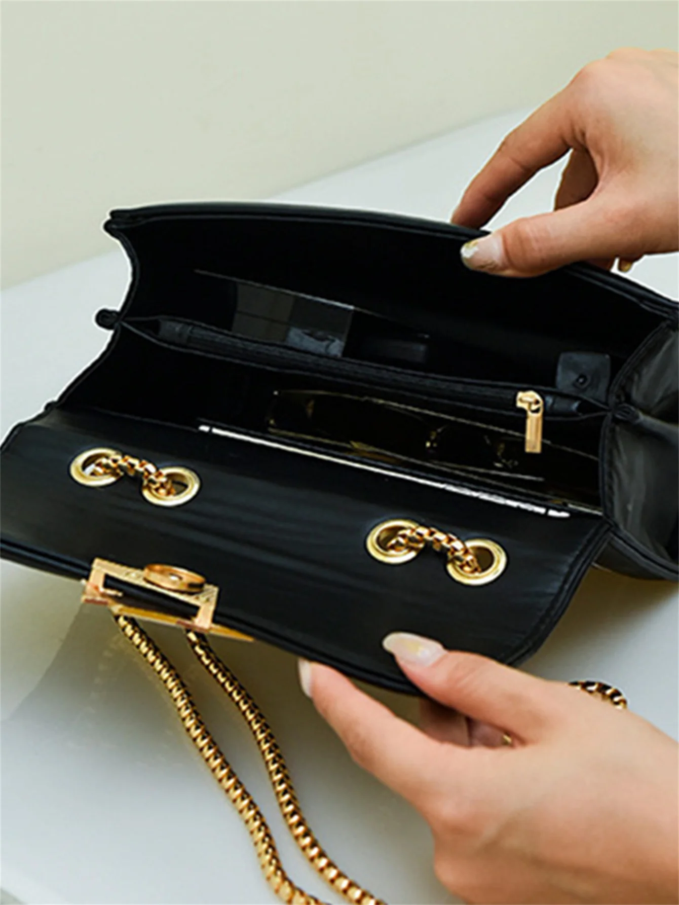 Black diamond bag women 2024 summer new fashion chain shoulder bag temperament crossbody handbag