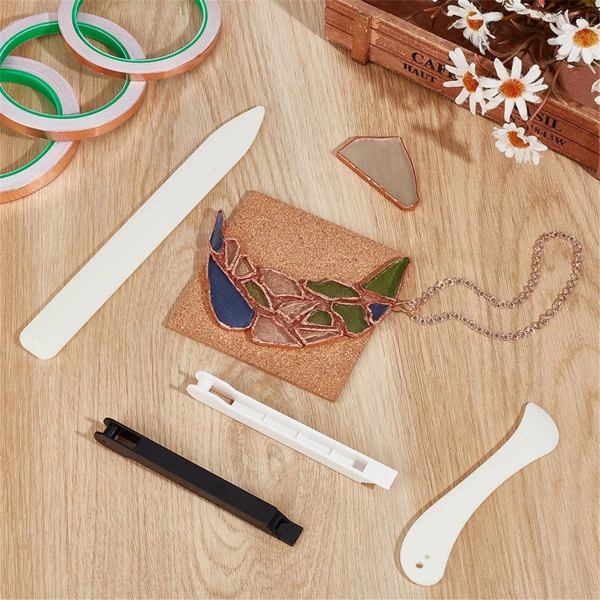 2025 + 4 قطعة رقائق النحاس اليد احباط 7/32 بوصة الزجاج النحاس احباط أداة البلاستيك الزجاج الملون الملمع العظام مجلد التهديف أداة