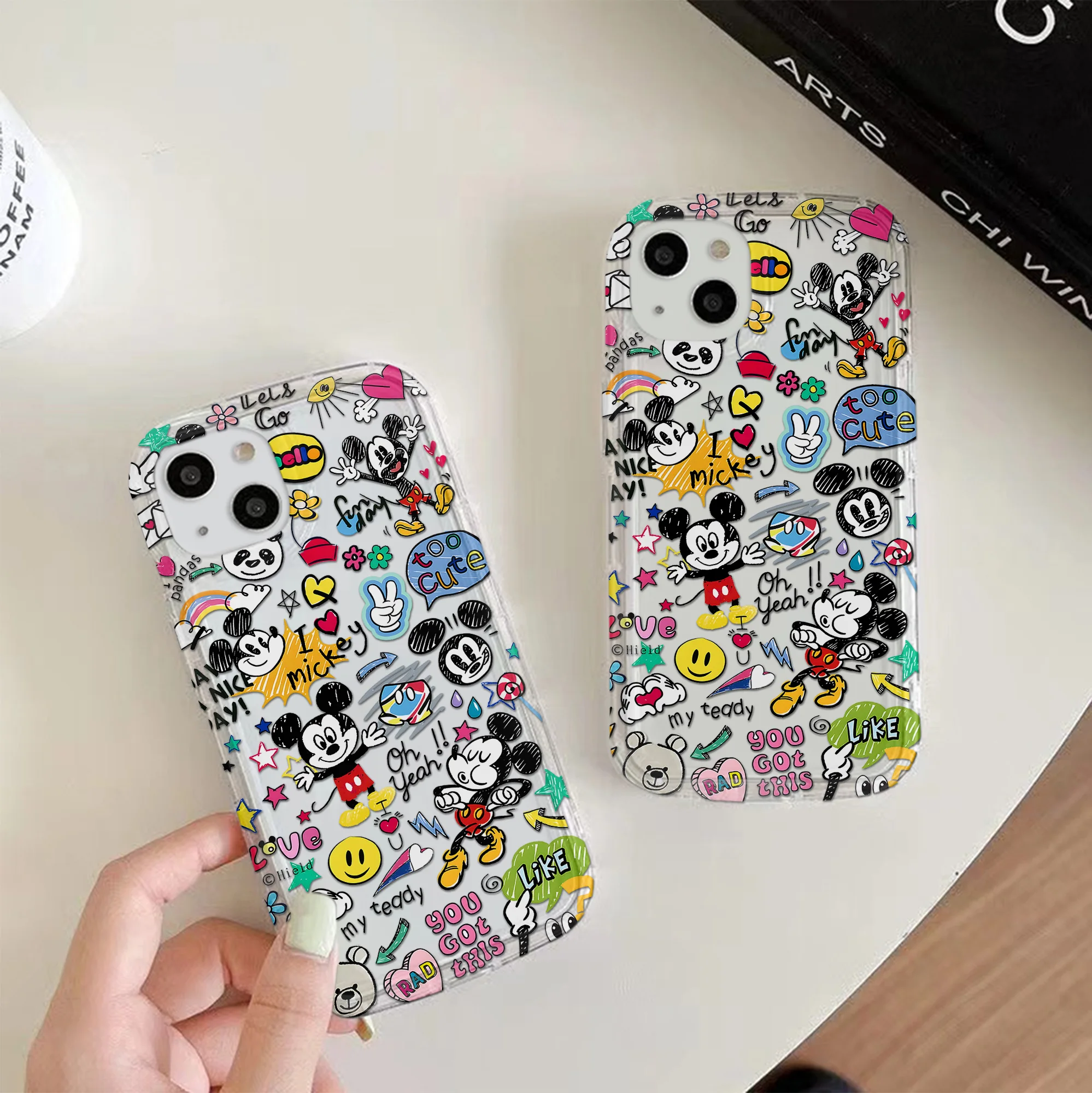 Funny Ins Cute Mickeys Mouse Clear Case for Xiaomi Redmi NOTE 8 9A 9C 9T 9S 10 11 12C K40 Pro Plus 4G 5G Airbag Shockproof Cover image 2