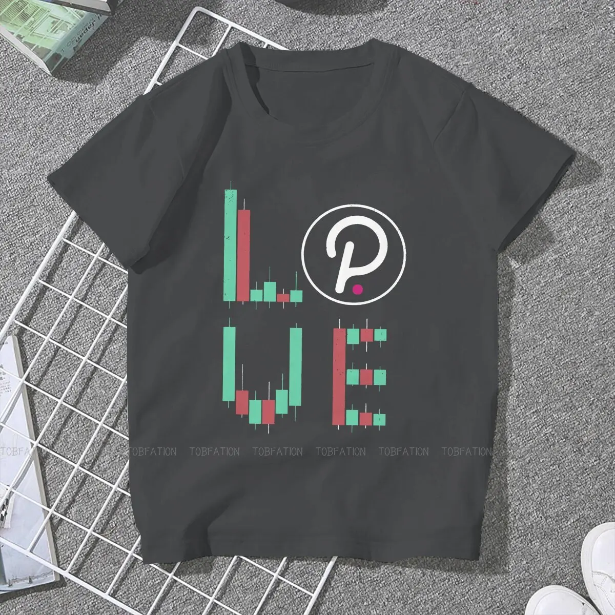 Vintage LOVE Stock Chart Women's TShirt Crypto Coin Girls Basic Tops 4XL Cotton Female T Shirt Funny Hipster Gift