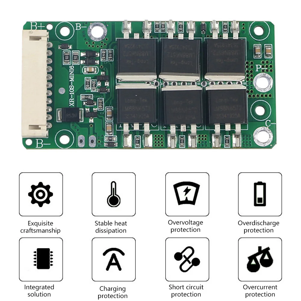 BMS 10S 36V 20A Battery Protection Board Ternary Acid Battery Balance Equalize Protection Circuit Module For Ebike/Escooter