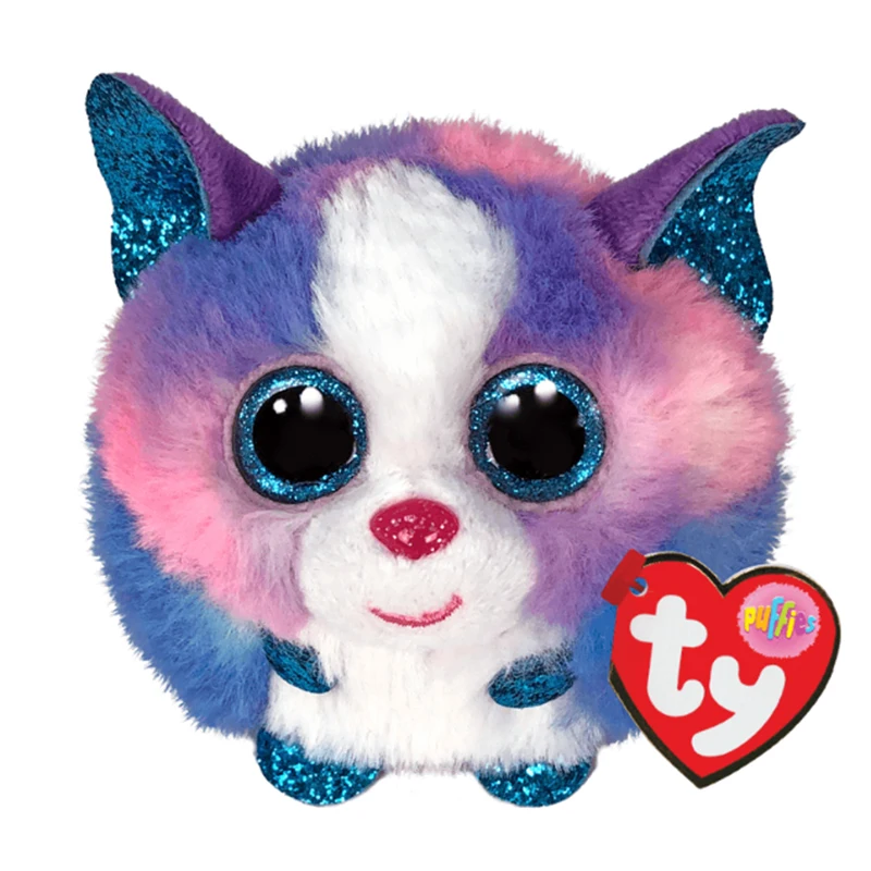 7cm Ty Beanie Puffies Balls Big Eyes Stuffed Plush Toy Soft Cute Animal Doll Blue Colprful Husky Dog Cleo Children Kids Gifts