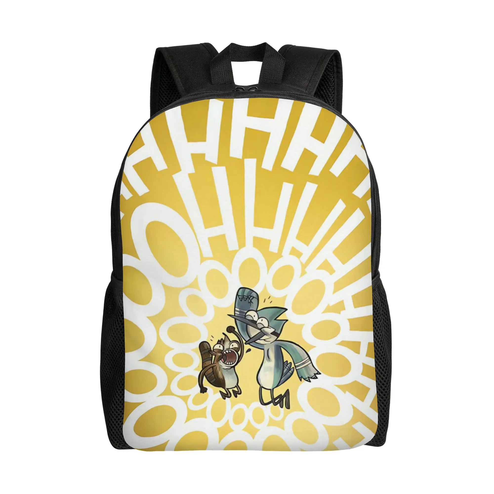 Mordecai And Rigby Regular Show Backpack Student Unisex  Soft Backpacks Polyester Aesthetic School Bags Hiking Custom Rucksack